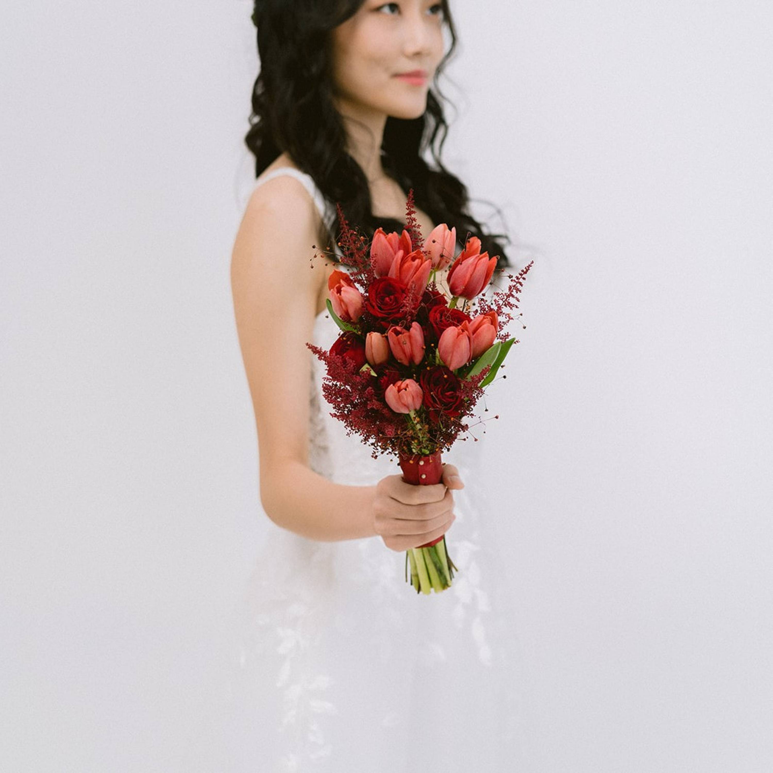 married Maladroit Armory Red Tulips | Bridal Bouquet Singapore | Petite Fleur
