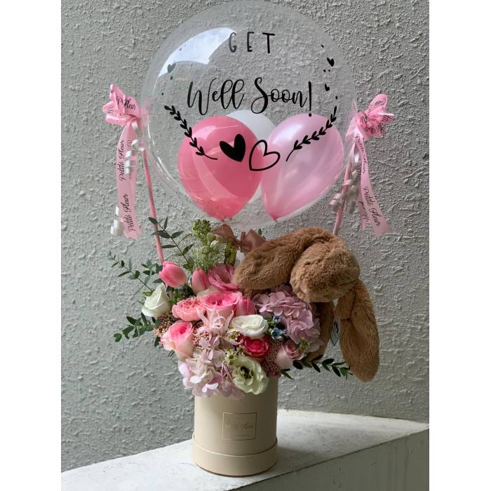 Hot Air Balloon - Jellycat Bunny and Fresh Flowers
