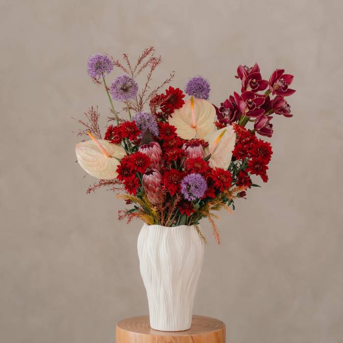 Cymbidium Orchid and Allium Vase Arrangement