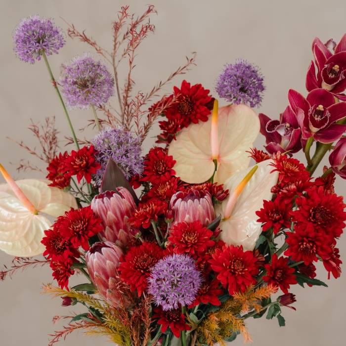 Cymbidium Orchid and Allium Vase Arrangement