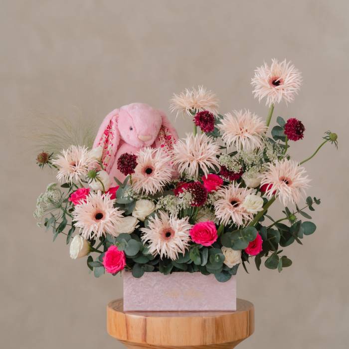 Jellycat Blushkin Bunny and Cheerful Holland Gerberas