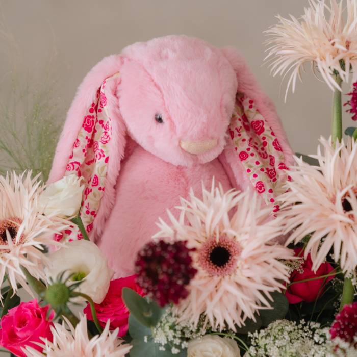 Jellycat Blushkin Bunny and Cheerful Holland Gerberas