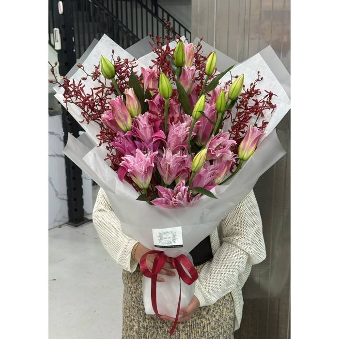 Pink Lily And James Storie Orchid Bouquet
