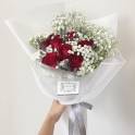 Red Roses, Baby's Breath and Lavender