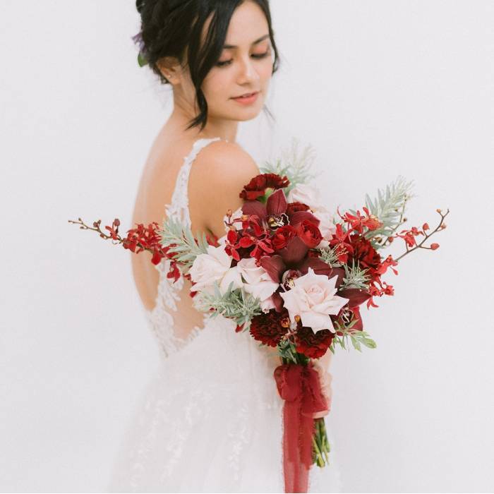 Cymbidium and Carnation Bridal Bouquet