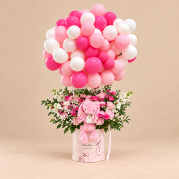 Floating on Pink Cloud Balloon & Jellycat Arrangement