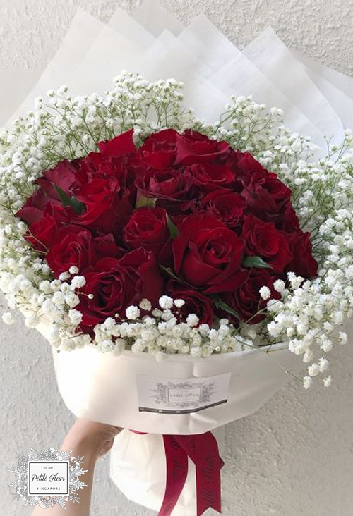 Premium Roses with Gypsophila